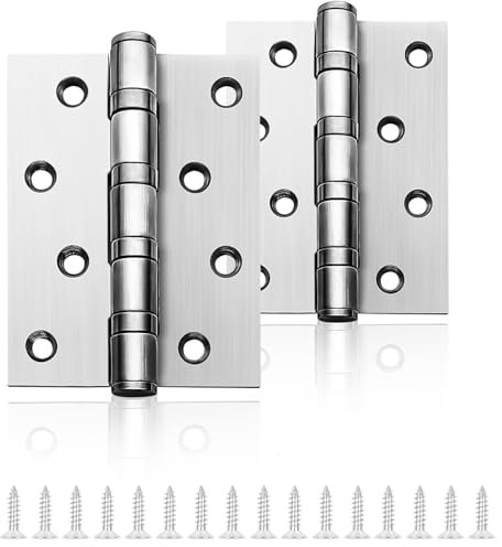 2 Stück Edelstahl Scharniere Klappbar, Türscharniere für Holztüren Stahl Kugelgelagert Kugellager Scharniere Silber Edelstahl für Haustüre Zimmertür 100mm × 70mm, Silber