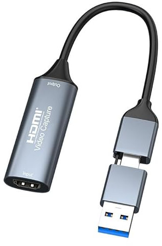 Video/Audio Capture Card, 4K HDMI auf USB C/A Capture Card, Full HD 1080P Video Grabber für Gaming Rekorder Livestreaming, kompatibel mit Switch PS5 PS4 Xbox TV Stick Camera PC Mac