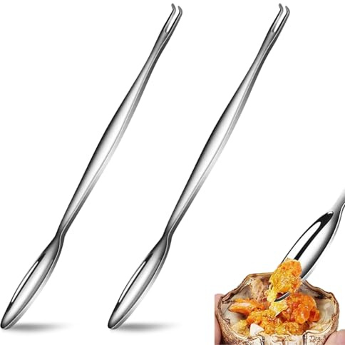 CHEFZOCO Pinza y Cuchara para marisco, Utensilios para marisco, Herramientas para marisco, Pinza y Cuchara para crustáceos, Pinzas para marisco, Set de Apertura de mariscos, Acero Inoxidable