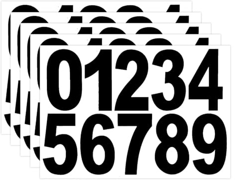 Self Adhesive Door Number Stickers - 5 Sheets 1.5 Inches of Waterproof Black Vinyl Numbers Stickers 0-9 - for House Adress, Mailbox and Bins Small Numbers Sticker