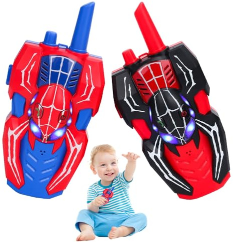 RNPKZ Spider Walkie Talkies for Kids, 2 Pack Superhero Walkie Talkies, Kids Two-Way Radio Walkies Talkiess with Lanyard for Boys Girls Kid Outdoor Camping Hiking Garden Birthday