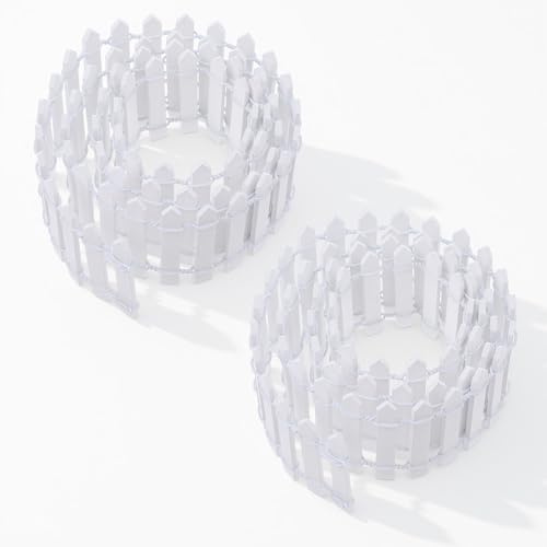 Aphumedc Mini valla de jardín de hadas de 35 pulgadas, paquete de 2 vallas de madera blanca, valla decorativa pequeña para casa de muñecas, manualidades, diorama, maceta, accesorios de jardín de hadas