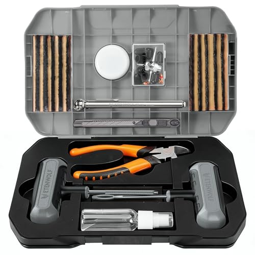 ETENWOLF 42 x Kit di Riparazione Pneumatici con Tappo in Gomma e Impugnatura a T migliorata, Portatile e Compatto, per Auto, Moto, ATV, SUV, Biciclette. Indispensabile in Caso di