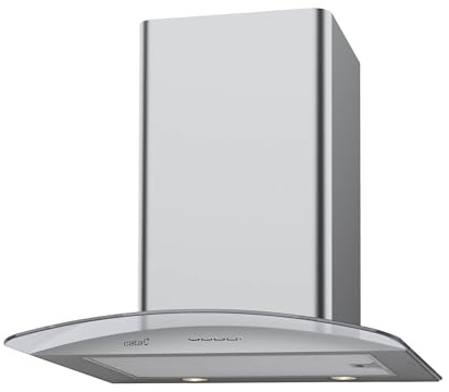 Cata GAMMA 6010 GX Campana Extractora Decorativa de Isla 90 cm, Motor Brushless, 3 Niveles de Extracción + Turbo, Temporizador, Filtros Lavables, Iluminación LED, Clase A++, Cristal e Inox