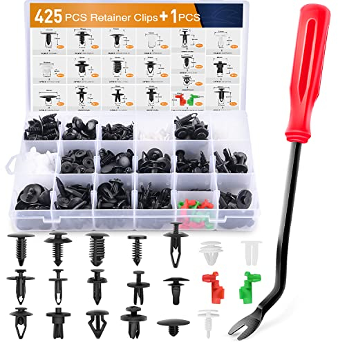 GOOACC Car Push Retainer Clips & Auto Fasteners Assortment Popular Sizes Nylon Bumper Fender Rivets, 425Pcs Clips + Remover