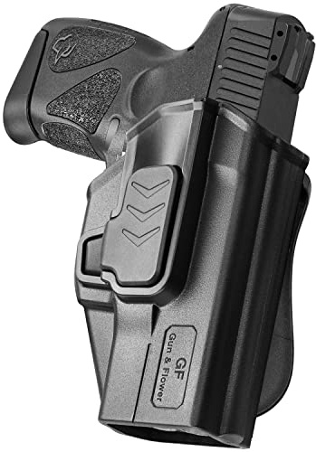 Gun & Flower OWB Paddle Holster for Taurus G2C/G3C/G2S, Millennium G2 PT111/PT140, Right Handed Holster with Level II Retention, Index Finger Release, 360° Adjustable Belt Attachment