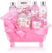 BRUBAKER Cosmetics Bade- und Dusch Set Kirschblüte - 8-teiliges Geschenkset in dekorativer Wanne