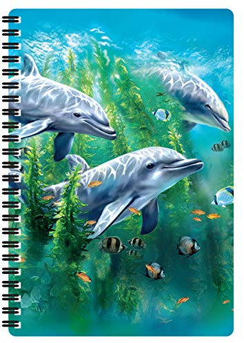 3D LiveLife Carnet A5 - Dauphin & Algues de Deluxebase. Carnet 3D lenticulaire 80 pages. Papeterie école bureau illustrations sous licence artiste renommé Tami Alba bloc-note cahier spirale