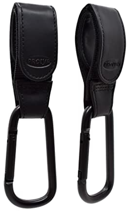 Prolyr® Aluminiumhaken für Kinderwagen, Leder-Stil, 2 Stück, zum Aufhängen von Taschen, Handtaschen oder Rucksäcken, robust, universelle Passform und schnelle Installation, multifunktional, 3