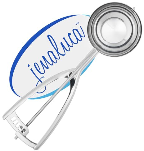 Jenaluca Jumbo Ice Cream Scoop - Cupcake and Muffin Scooper - 1/2 Cup Disher Size #8 scooper for icecream, batter & food portions