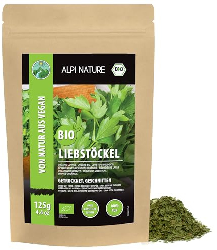 Alpi Nature Organic Lovage 125g 4.4 oz, Dried and Rubbed Lovage Leaves, Spice for Cooking