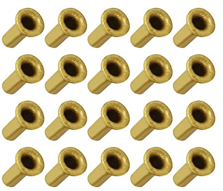 METALLIXITY Traversant Trou Rivet (3mm x 8mm) 100Pcs, Laiton Plaqué Métal Creux Rivet Écrous - pour PCB Cartes, Doré