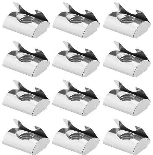 VGOL 50PCS T-Slot Nut with Spring Sheet for European Standard 45 Series Aluminum Profiles M8 Internal Thread 10mm Groove Depth Carbon Steel