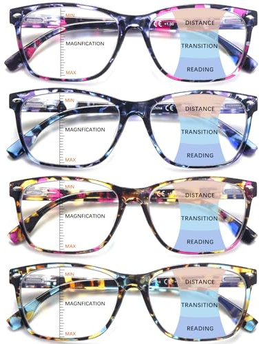CLASAGA Progressive Multifocus Reading Glasses for Women, Pattern Print Blue Light Block Stylish Ladies Computer Readers (pattern design, 2.5, x)
