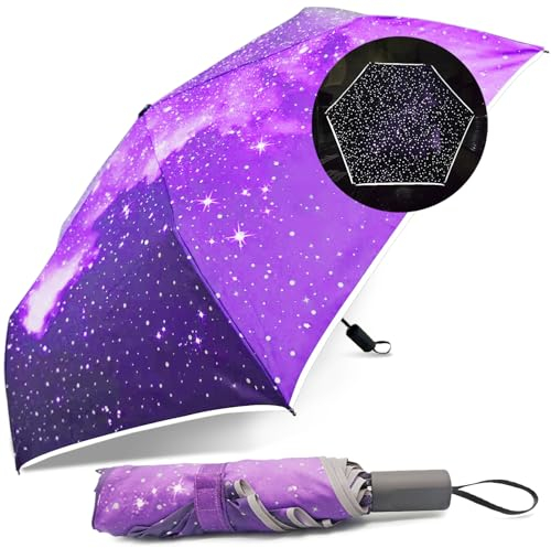 Regenschirm Kinder Reflektierend, Wasserdichte Stock Regenschirme, Ultraleicht, Kinderschirm Mit Safety Reflektoren, BelüFtet Winddicht, Kinder Regenschirm MäDchen & Junge - Lila