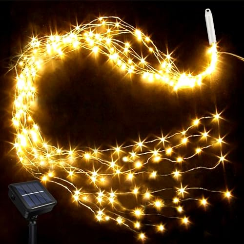 Micacorn Guirlande Lumineuse Solaire, 2M*9 Éclairage de Noël Solaire 8 Modes 200 LEDs Faisceaux Lumières Cascade Étanches Décoratives Cascade de Lumière Pour Jardin Balcon Terrasse