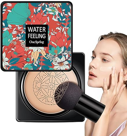 Almohada de aire con cabeza de hongo CC crema, 20 ml, base de maquillaje en polvo, crema BB crema resistente al agua para la mayoría de los tipos de piel, base de maquillaje para mujeres y