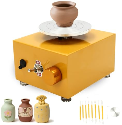 Mini Electric Pottery Wheel, Plates Turntable Pottery Machine with 8 Clay Tools, Speed 2000Rpm, Ceramic Pottery Making Tools for School Teaching Pottery DIY Shop Home DIY