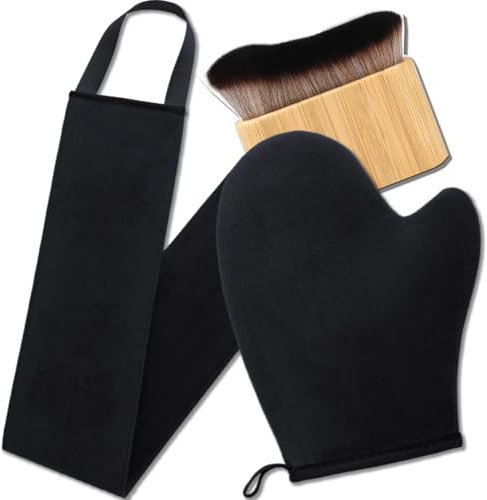 3 in 1 Selbstbräuner Handschuh Selbstbräuner Applikator Set, Bräunungshandschuh für Selbstbräuner Self Tan Handschuh für Selbstbräuner Pinsel Tanning Handschuh Eincremehilfe für Rücken