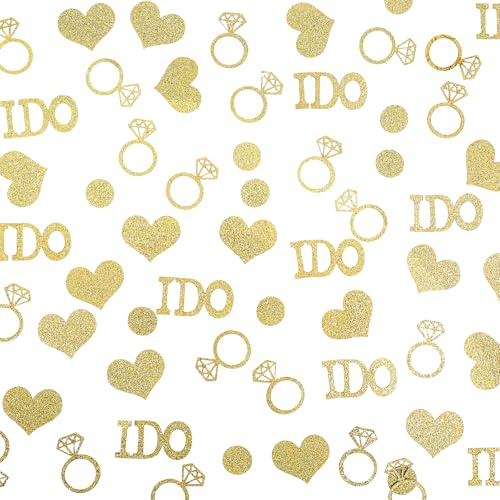 170 Pcs Wedding Confetti, Heart and Diamond Ring Shaped Confetti Bridal Shower Decorations I Do Engagement Party Table Scatter for Wedding or Engagement Decor