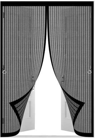 Zanzariera Magnetica 114 x 240 cm Zanzariera Magnetica per Porta Anti Zanzare Mosche Insetti Varie Taglie Zanzariere Magnetiche per Porte Finestre, Nero
