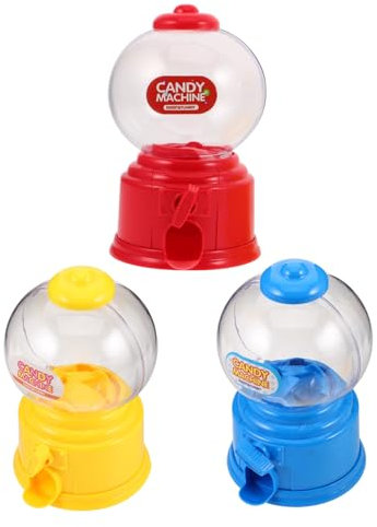 Ciieeo 3 pezzi Mini Distributore per Macchina per Gumballs da Colori Rosso Blu Giallo per Feste e Compleanni Contenitore Snack Compatto e Facile da Usare