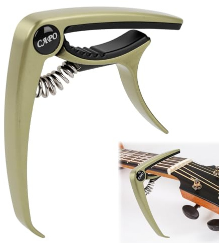 Kapodaster för akustiska och elektriska gitarrer, även lämplig för ukuleler, banjos och mandoliner, professionell kvalitet tillverkad av zinklegering, robust och lätt design