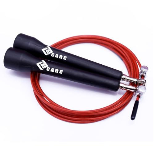 YSCARE Adjustable Speed Jump Rope For Men, Women & Children 360° Swivel Ball Bearing Blazing Fast Fitness Skipping Rope Perfect for Boxing, MMA, Endurance Strength Training & Double Unders (Black)