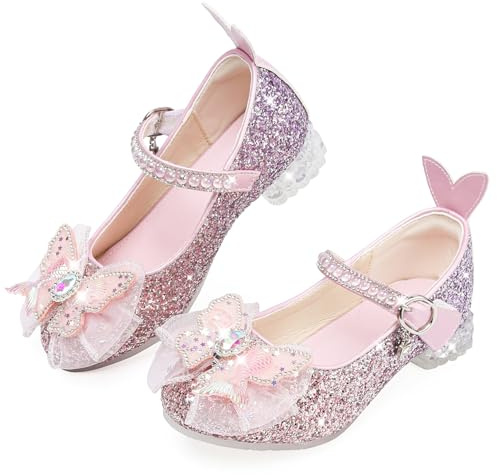 GOGOUP Girls Mary Jane Dress Shoes Glitter Princess Shoes Low Heels Toddler Party Wedding Birthday Prom Cosplay Shoes Kids Ballet Dance Shoes