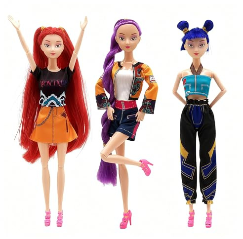 3Pack Demon Hunters Toys, Demon Hunters Dolls Set, 11.5-inch Poseable Dolls with Movable Joints, Collectible Model Toys for Fans and Kids Game Gift