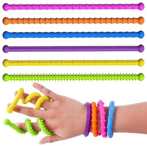 HORREX 6 Pièces Fidget TDAH Texturés Malléable Fidget Toys en Silicone