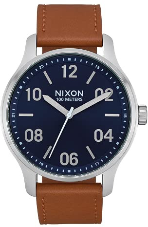 Nixon Unisex Erwachsene Analog Quarz Uhr mit Leder Armband A1243-2186-00