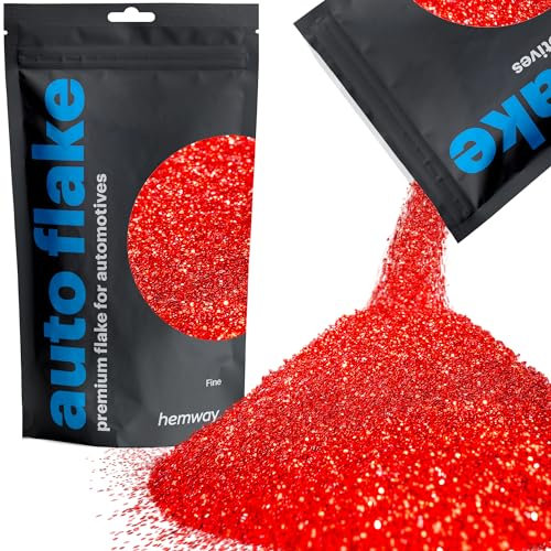 Hemway Premium Automotive Glitter Flake Paint Additive - Red | 100g Fine Metal Flakes for Car, Truck, RV, Motorbike & Boat Decoration | Mix with Auto Paint