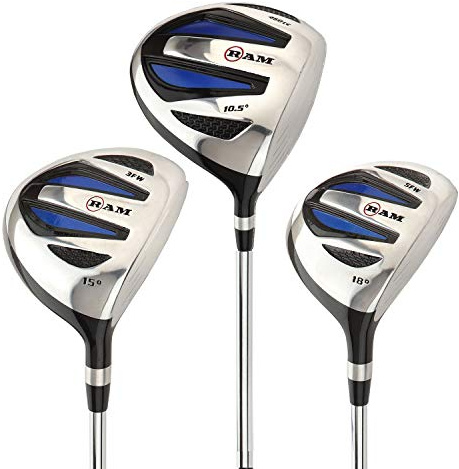Ram Golf EZ3 Mens Steel Wood Set - Driver, 3 & 5 Wood - Headcovers Included