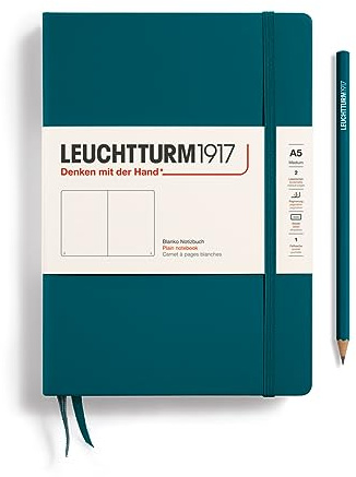 LEUCHTTURM1917 359698 Notizbuch Medium (A5), Hardcover, blanko, pacific green