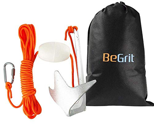 BeGrit Ancla Bruce Kayak 1kg Kit de Ancla Barco Plegable Pequeña con Cuerda