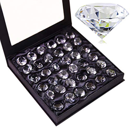 20mm (0.8in) Crystal Diamond Collectible Figurines Home Decor, Glass Christmas Ornaments,Wedding Table Decoration, Glass Paperweight Pack of 36 (clear)