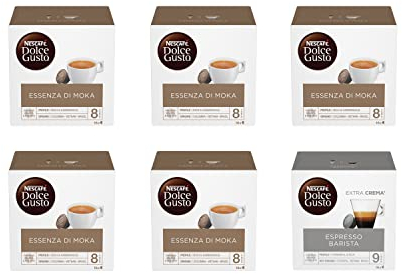NESCAFÉ DOLCE GUSTO Confezione Assortita Caffè Essenza di Moka e Espresso Barista, 6 Confezioni da 16 Capsule (96 Capsule Compatibili Nescafé Dolce Gusto)