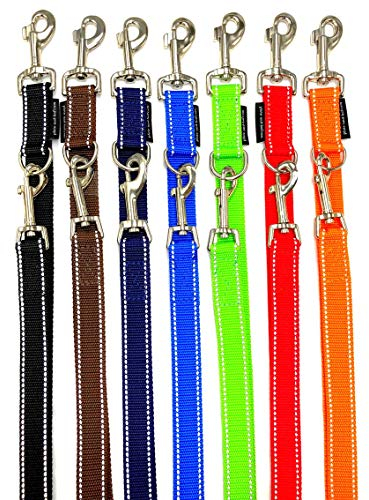 Hundeleine reflektierend große Hunde Doppelleine 2m / 2,40m / 2,80m / 3,50m / 5m verstellbar Made IN Germany (Schwarz 25mm, 5,00m)