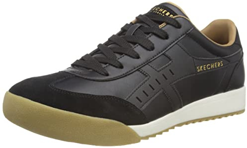 Skechers 237350 Blk, Tenis para Hombre, Piel Negra y Ribete Negro, 41 EU
