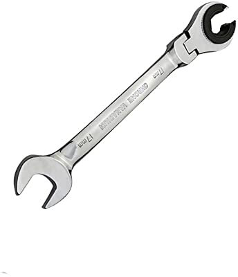 SagaSave Ratcheting Wrench Open Flex-Head Open End Double Opening Ratchet Combination Wrench Hand Tool Flare Nut Wrench Silver 14mm