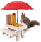 Eichhörnchen Futtertisch mit Regenschirm, Eichhörnchen Futterhaus Wetterfest Eichhörnchen Picknicktisch Futterstationen für Eichhörnchen Mit Maiskolbenhalter, Eichhörnchen Futterbank für Garten