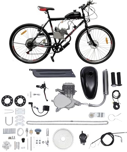 80cc Motore per Bici, 2 Tempi Motore a Scoppio per Bici, 44 Denti Motore Bici Capacità di Carico di 180kg, con Carburatore, Raffreddamento ad Aria