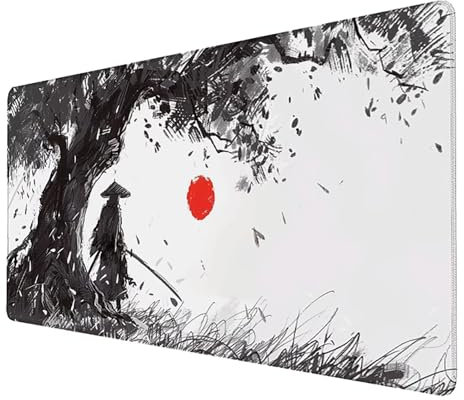 Alfombrilla Ratón, Alfombrilla Ratón XXL Gaming Tapete Escritorio Ordenador (1600x800x3mm) Protector Escritorio Alfombrilla Antideslizante para Ratón Láser y Óptico (Katana) mousepad (Gris) S-0-4