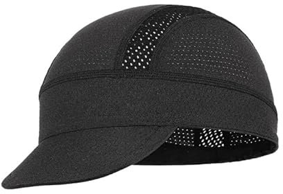 Carreneu Fahrrad Cap,Fahrradkappe,Rennrad Mütze Sonnenschutz und UV-Schutz Unterhelmmütze mit Sonnenblende Schnell Trocknend Atmungsaktiv und Leicht,Geeignet für Männer und Frauen (Schwarz)