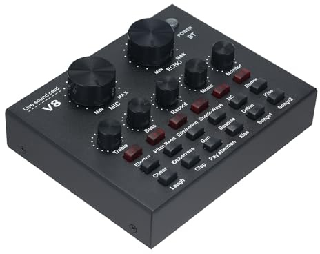 V8 Scheda audio esterna Microfono USB per telefono cellulare Live per computer mobile Interfaccia audio con BT per canto online Chat Live Video Streaming Registrazione musicale
