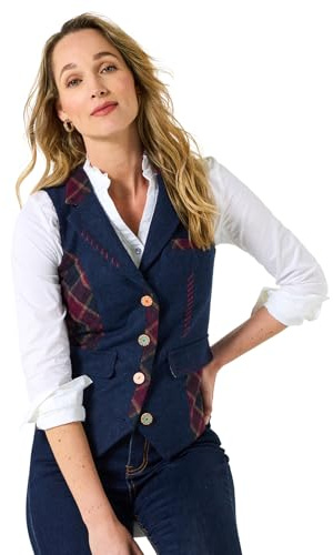 Joe Browns Heritage Check Mix and Match Waistcoat Blazer décontracté, Violet, 40 Femme