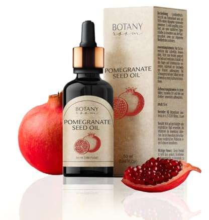 Olio di semi di melograno spremuto a freddo, puro al 100%, olio per pelle e capelli per la cura e la rigenerazione, ricco di antiossidanti e acidi grassi omega, bottiglia di vetro da 50 ml