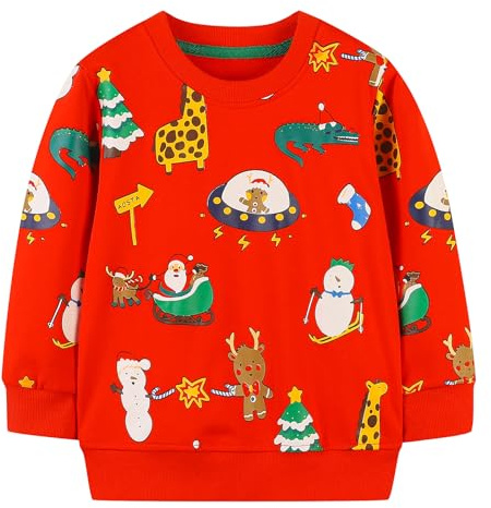 JinBei Sudadera para Bebe Niño Jersey Algodón Deporte Manga Larga Camiseta Sin Capucha Dinosaurio Tops Casual Chandal Infantil Cuello Redondo Blusas Ropa Pull-Over Niños 2 3 4 5 6 7 Años