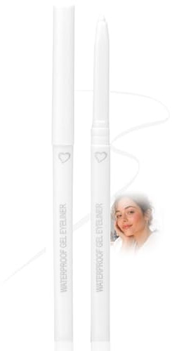 Snow White Waterproof Gel Eyeliner Pencil - 2.0mm Fine Tip for Precise Lines, Smooth Bright Colour, Smudge Resistant Sweat Resistant Wear, Easy Removal, Fresh Eye Brightening Style